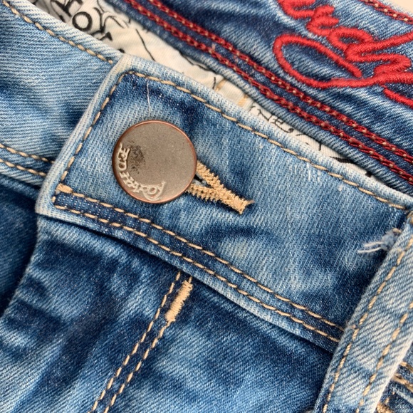 Y2K High Rise Jeans Ed Hardy Jeans with Patches Slim Straight High Rise - Picture 4 of 17